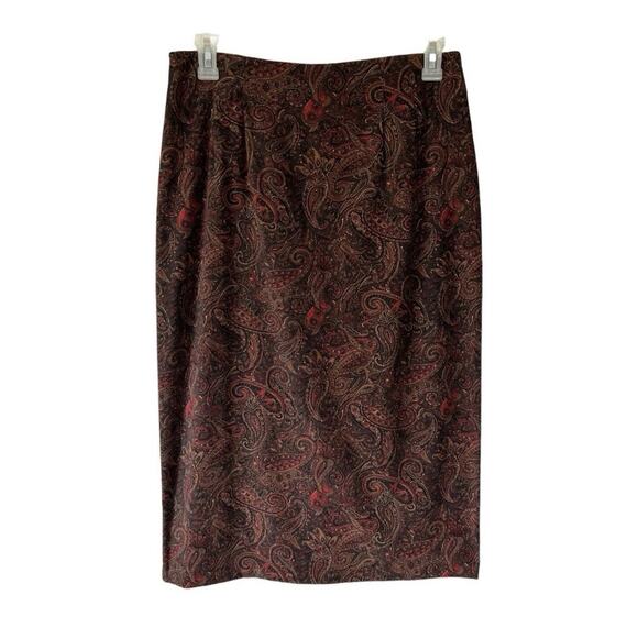 Vintage 90s Suede Feel Leaf Paisley Fall Fairy Autumn Long Pencil Skirt Lot of 3 - Picture 4 of 9